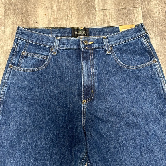 Men's REDHEAD Jeans 32 x 36 Pants Dark Navy Blue Boot Cut Cotton Denim NWT - Picture 5 of 11